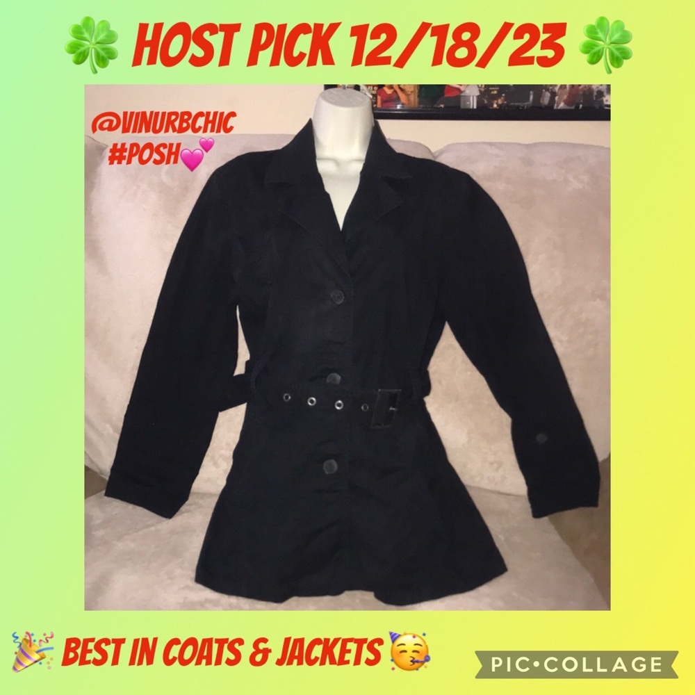 Croft & Barrow black medium belted jacket with pockets 💕